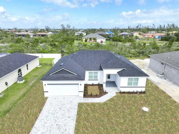an aerial view of a house