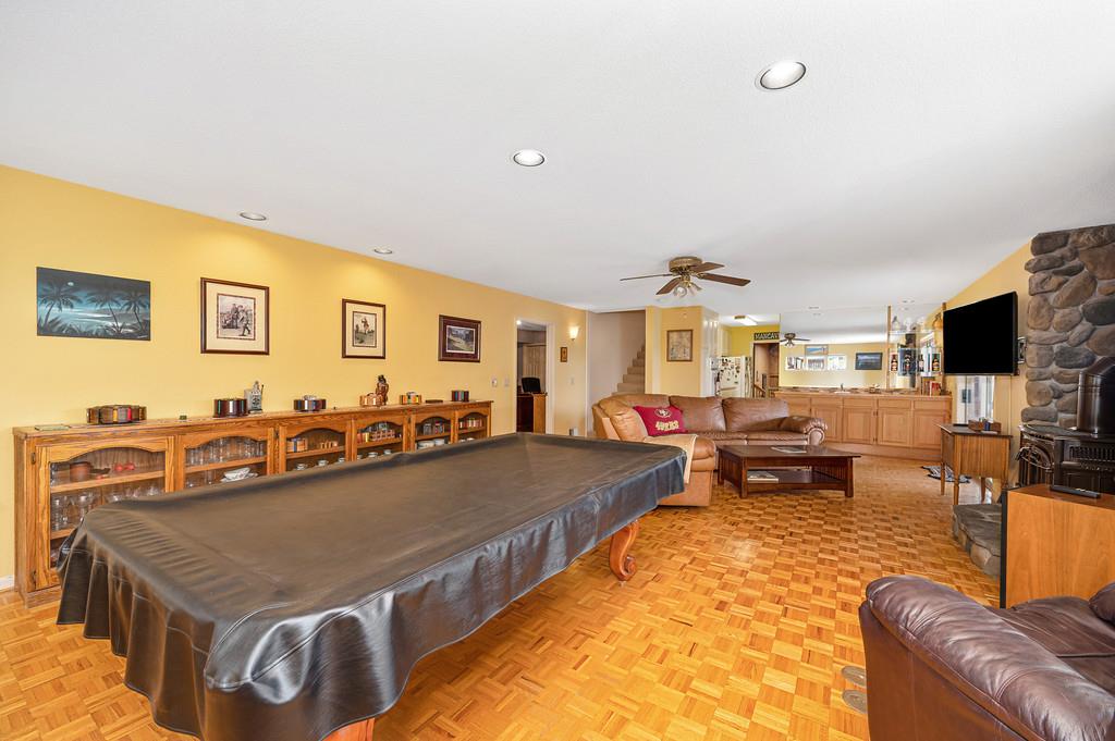 2358 Deer Ravine Court Cool, CA 95614 - Photo 33 of 63 rec room with parquet floors, pool table, a ceiling fan, and recessed lighting