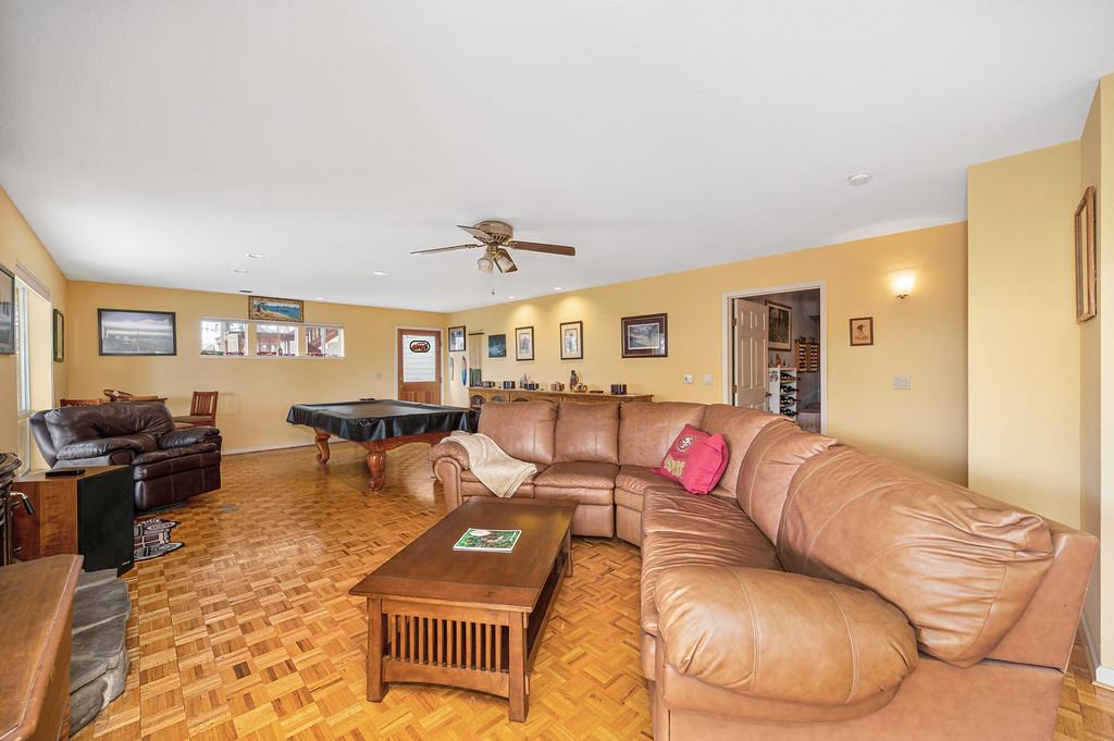 2358 Deer Ravine Court Cool, CA 95614 - Photo 35 of 63 living area with parquet floors, ceiling fan, and billiards
