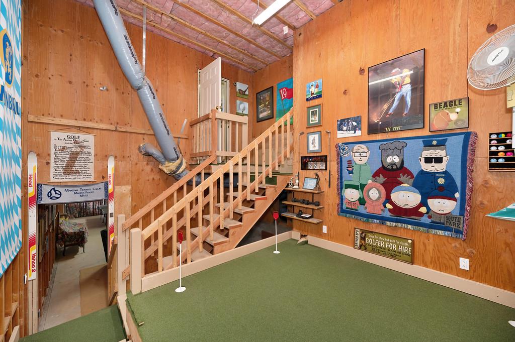 2358 Deer Ravine Court Cool, CA 95614 - Photo 39 of 63 rec room with wooden walls and a putting green
