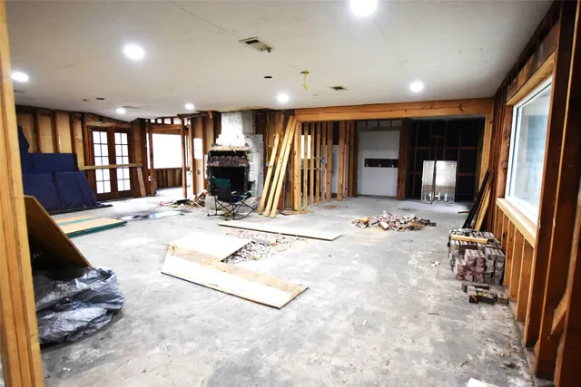 a view of a room with staircase