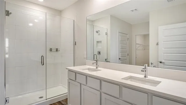 a view of a room with racks on the wall