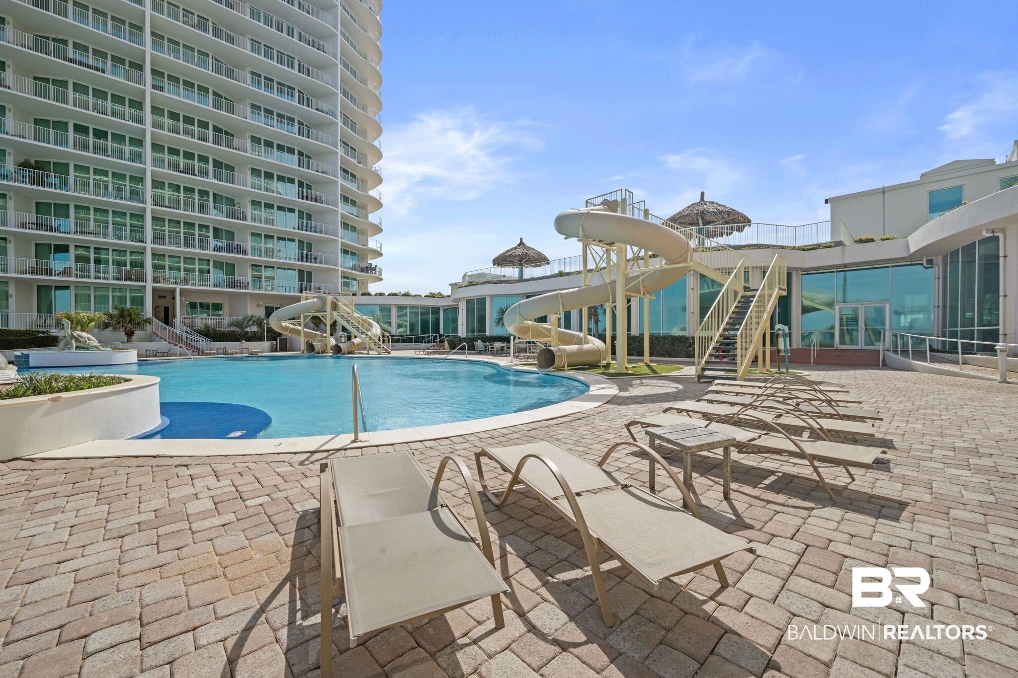 28107 Perdido Beach Boulevard, Unit D714 Orange Beach, AL 36561 - Photo 65 of 88 View of swimming pool with a water slide and a patio