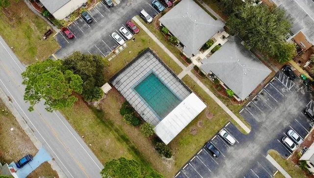 an aerial view of a house