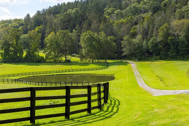 a view of a swimming pool with a table and chairs