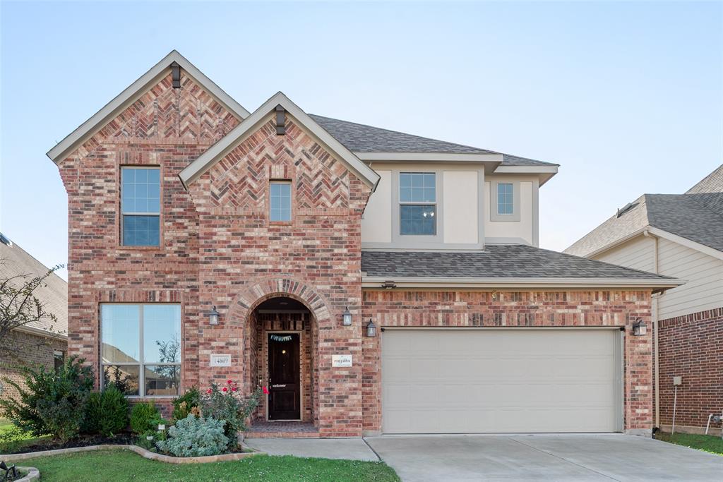 14809 Cedar Flt Way Fort Worth, TX 76262 - Photo 2 of 18 View of front of home featuring roof with shingles, concrete driveway, and brick siding