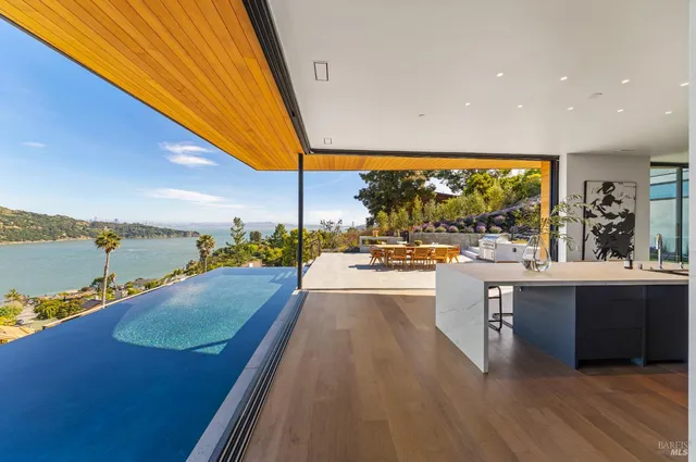 a view of lake and mountain