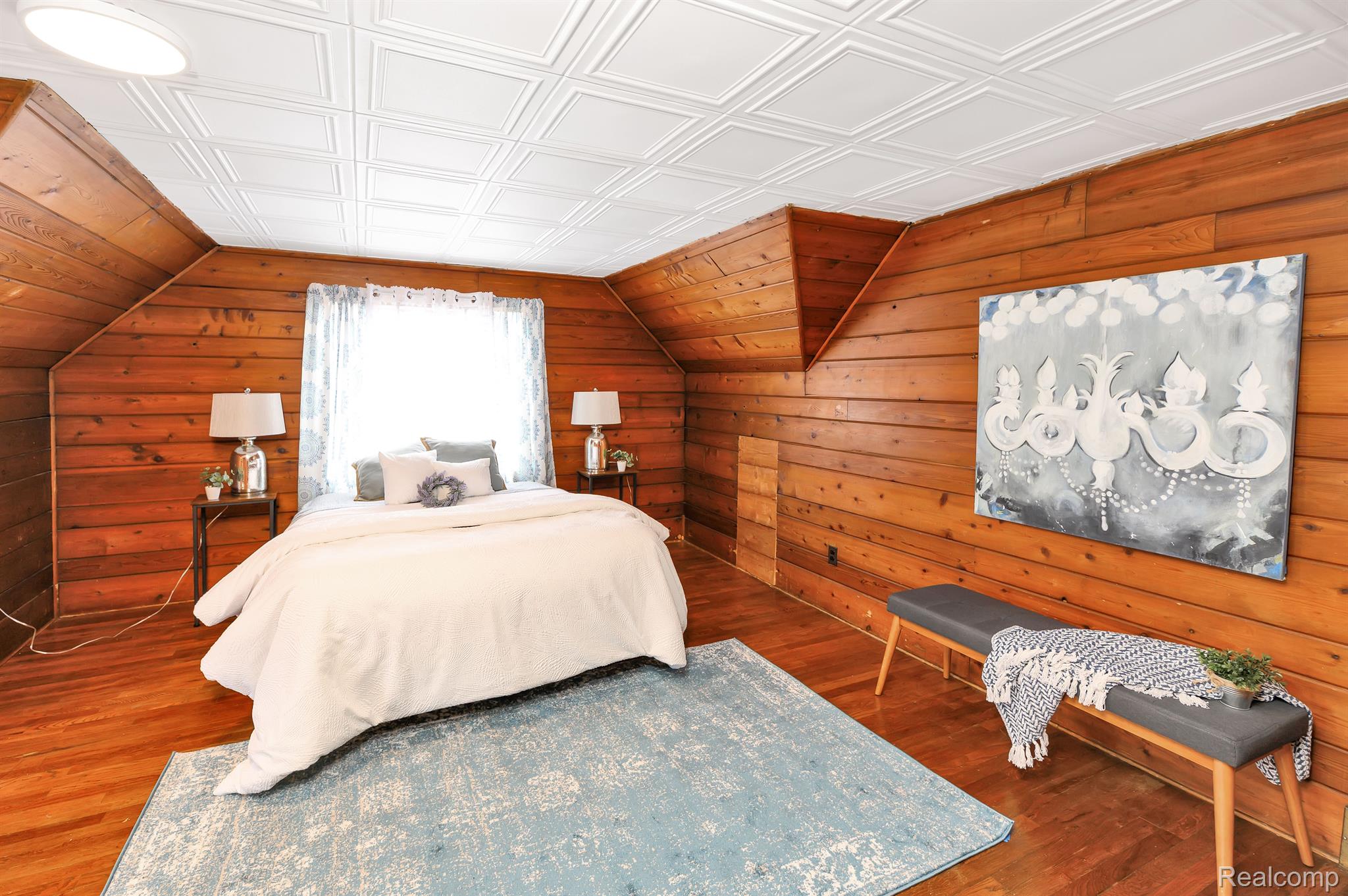 203 Ogemaw Road Pontiac, MI 48341 - Photo 18 of 24 Primary Bedroom with Knotty Pine Details