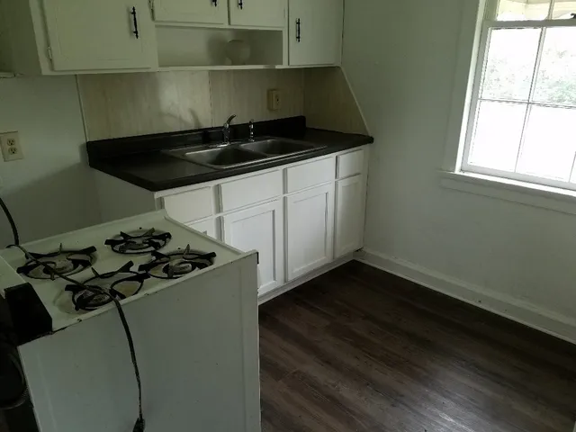 a close up of a sink and a stove
