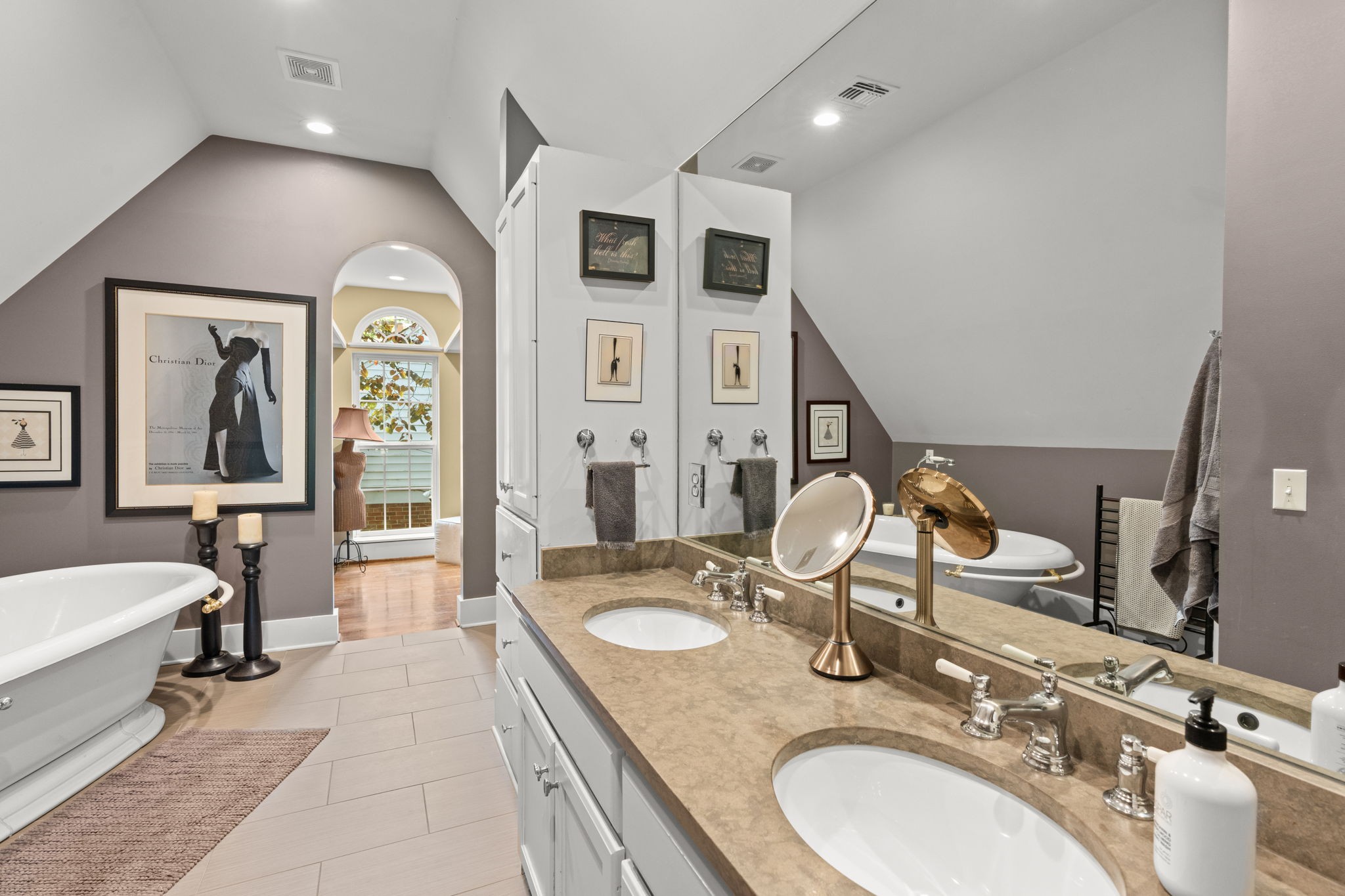 4117 Aberdeen Road Nashville, TN 37205 - Photo 32 of 46 a en suite bathroom with sinks granite countertop tub and a mirror