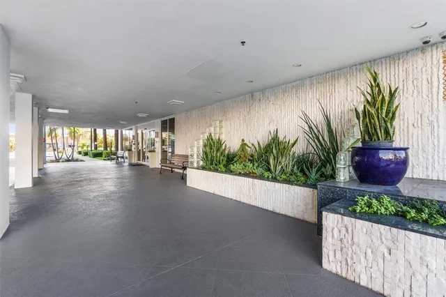 a view of a building with garden