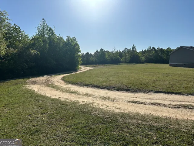 a view of a field with an ocean