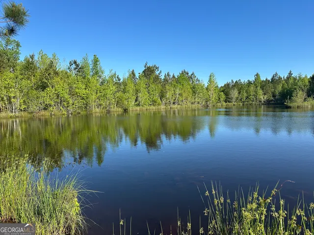a view of a lake with a city view