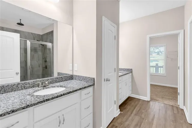 a bathroom with a shower