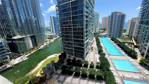 a view of a city with tall buildings