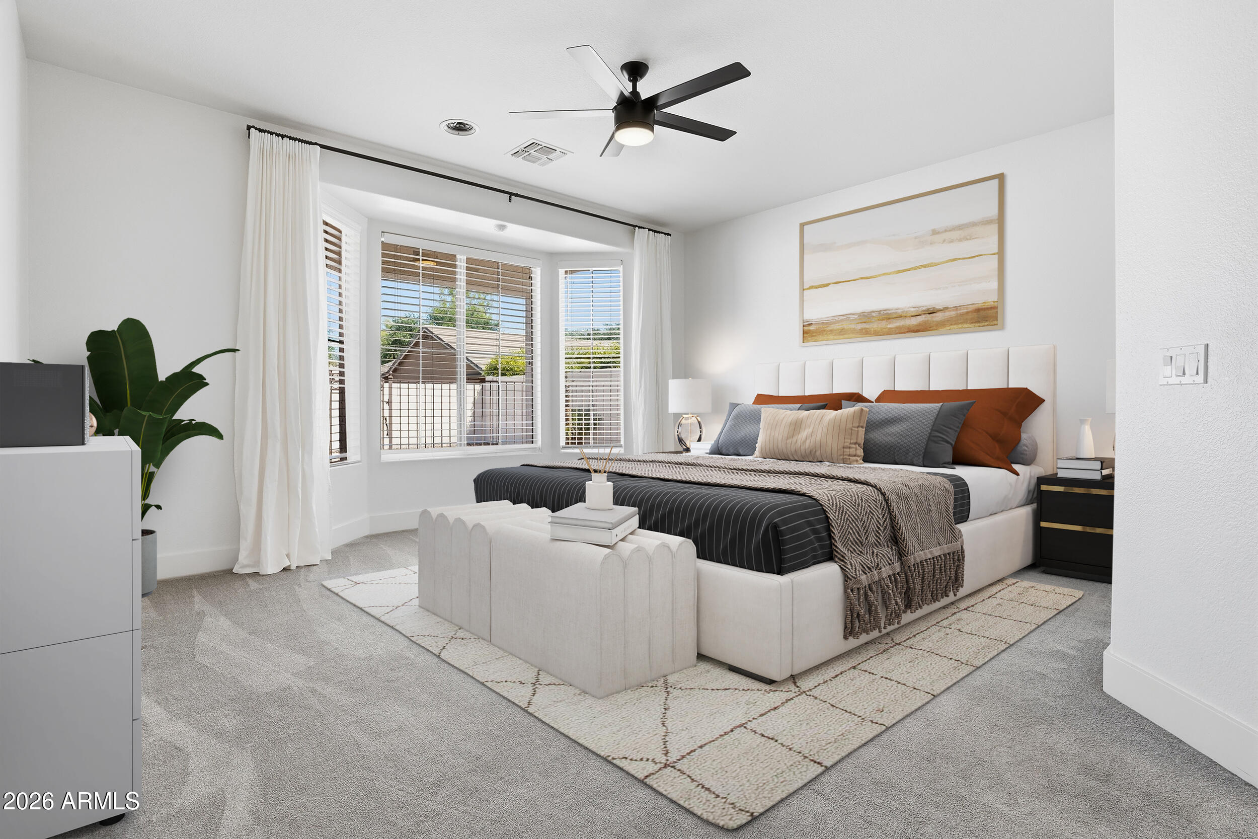 3262 East Cotton Lane Gilbert, AZ 85234 - Photo 17 of 53 a bedroom with furniture and a large window