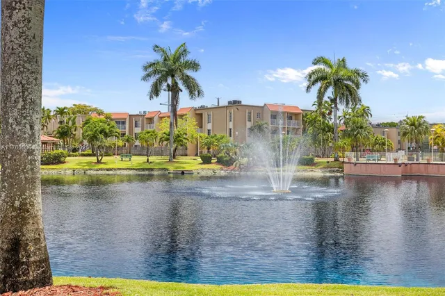 a view of a park with slide