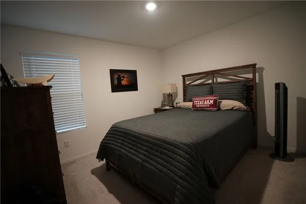 a bedroom with a bed and a tv
