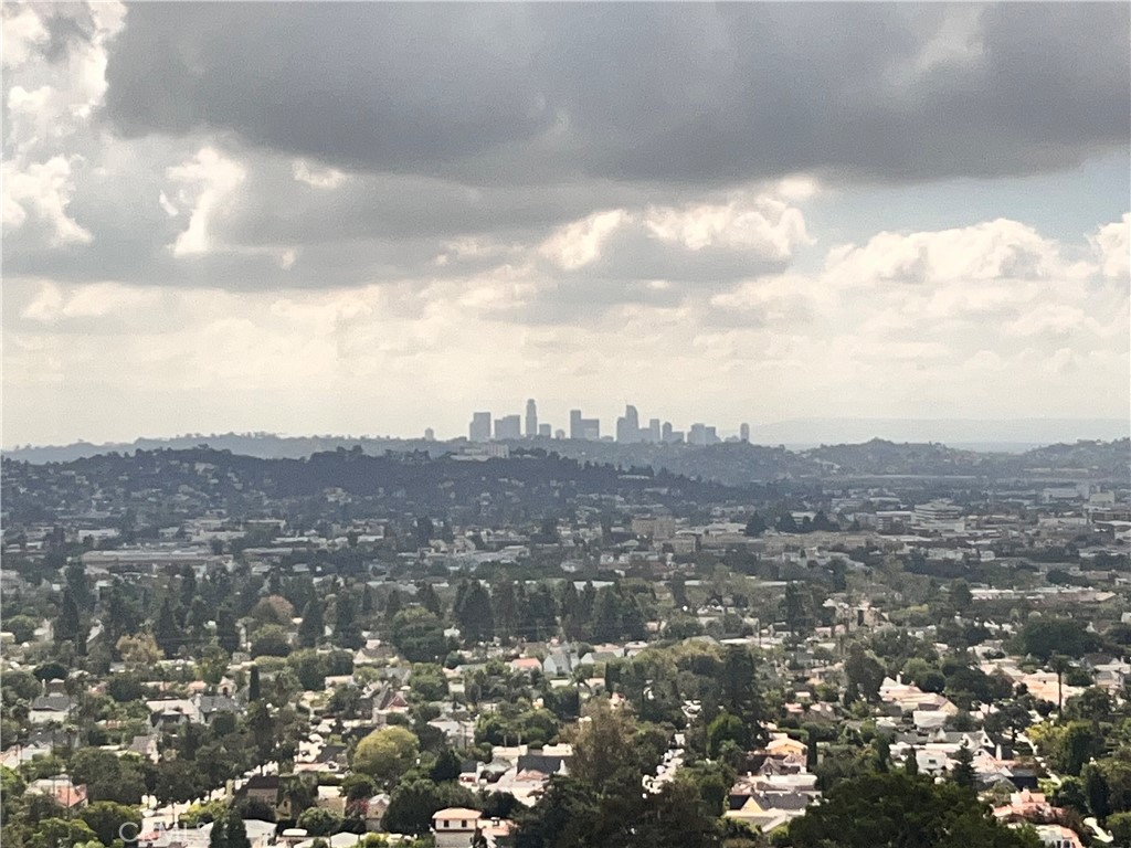an aerial view of residential house with green space