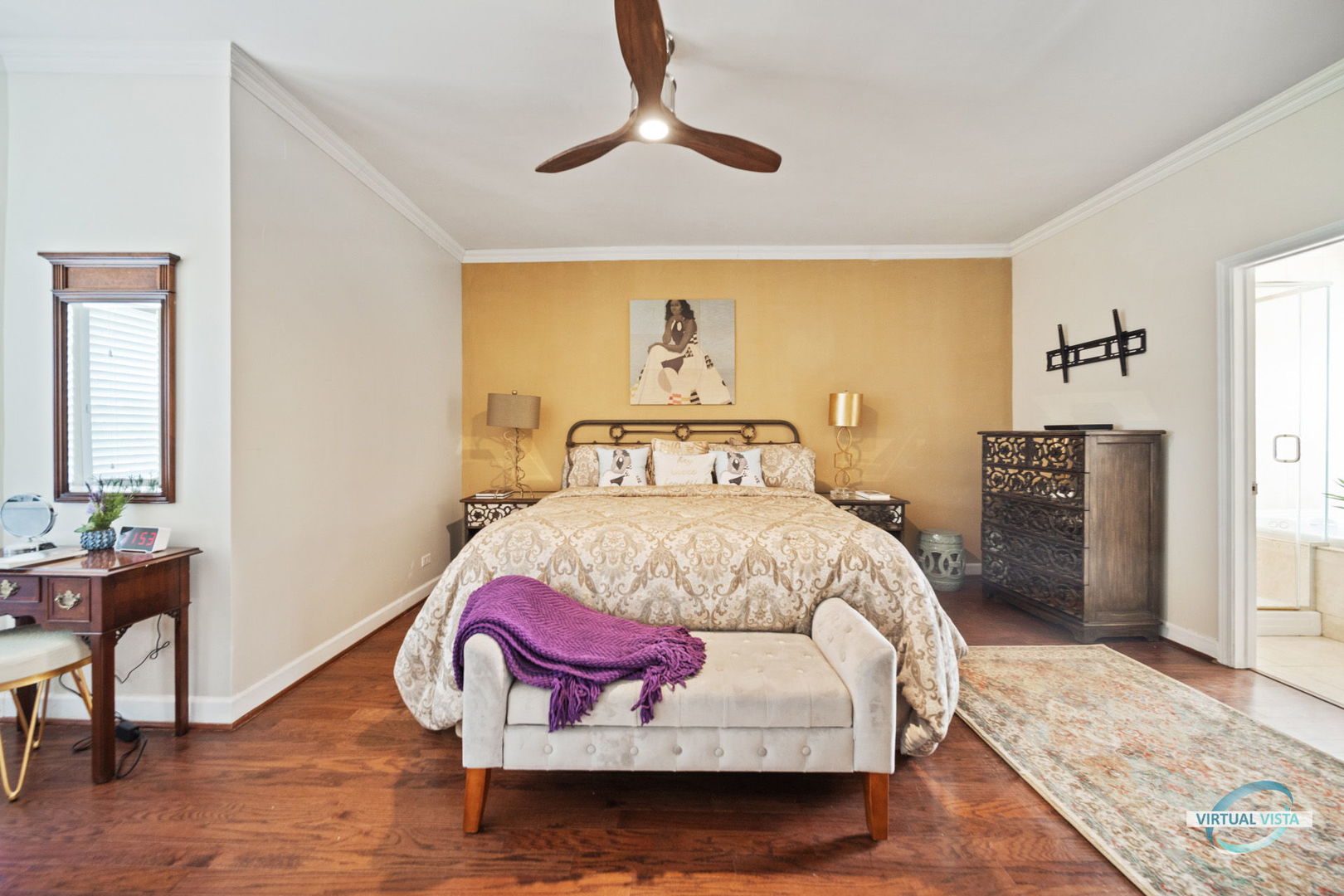 1529 East Marquette Road Chicago, IL 60637 - Photo 17 of 37 a bedroom with a bed and wooden floor