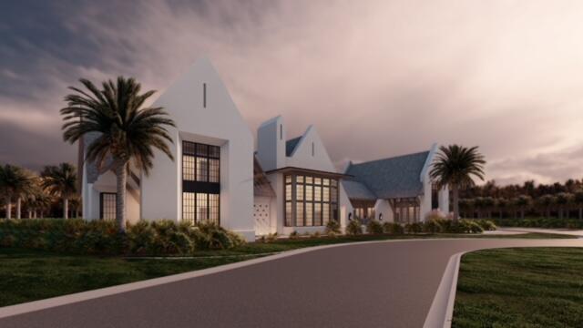 a front view of house and yard with green space