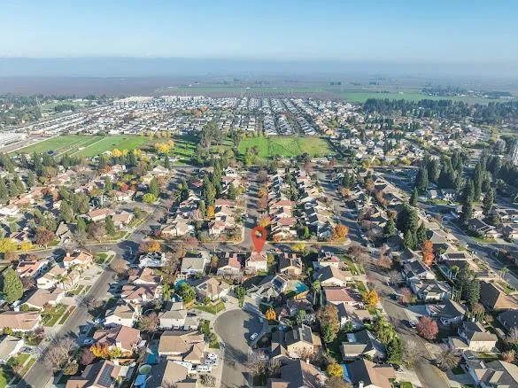an aerial view of a city