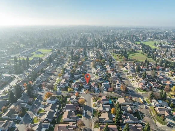 an aerial view of a city