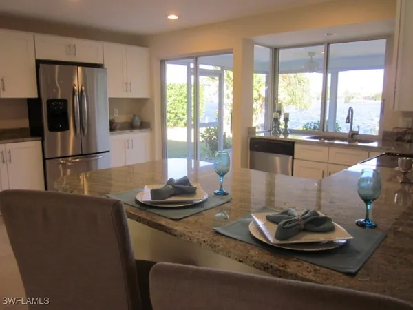 a room with a large window