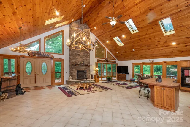a building outdoor space with patio furniture and potted plants