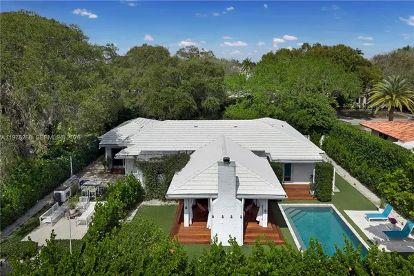 an aerial view of a house