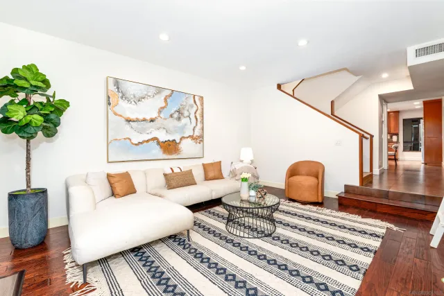 a living room with furniture