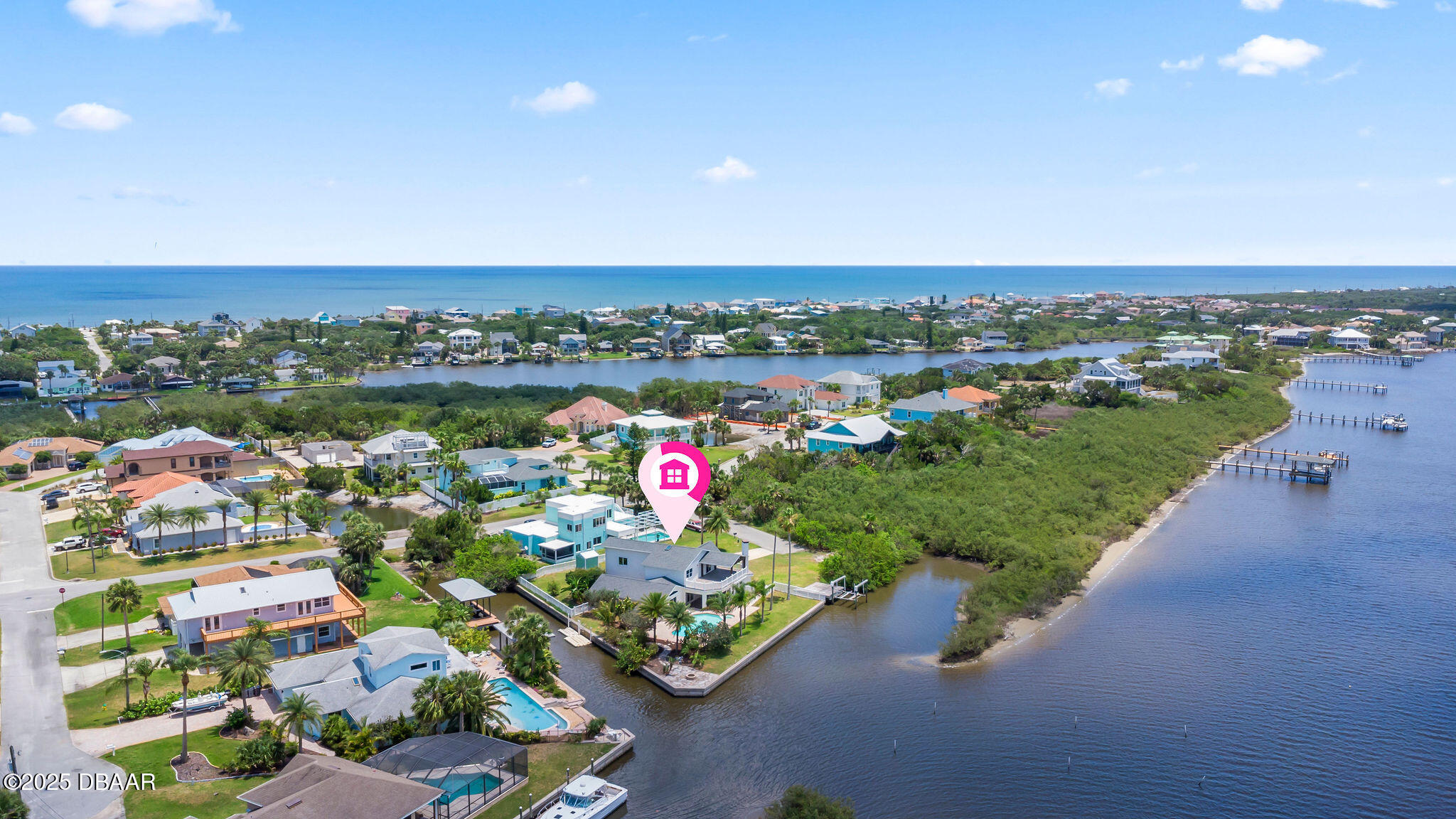 604 Springdale Drive Flagler Beach, FL 32136 - Photo 77 of 78 an aerial view of lake and residential houses with outdoor space