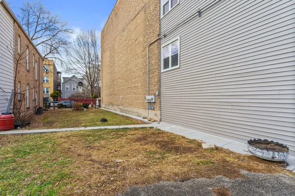 a view of backyard of house