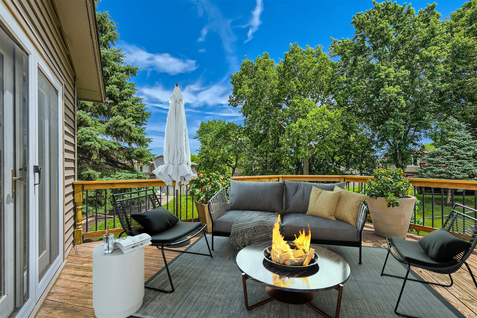 1365 Freeman Road Hoffman Estates, IL 60192 - Photo 29 of 49 a balcony with furniture and a potted plant