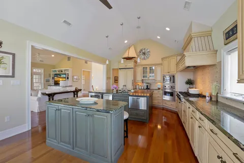 a kitchen with lots of counter space
