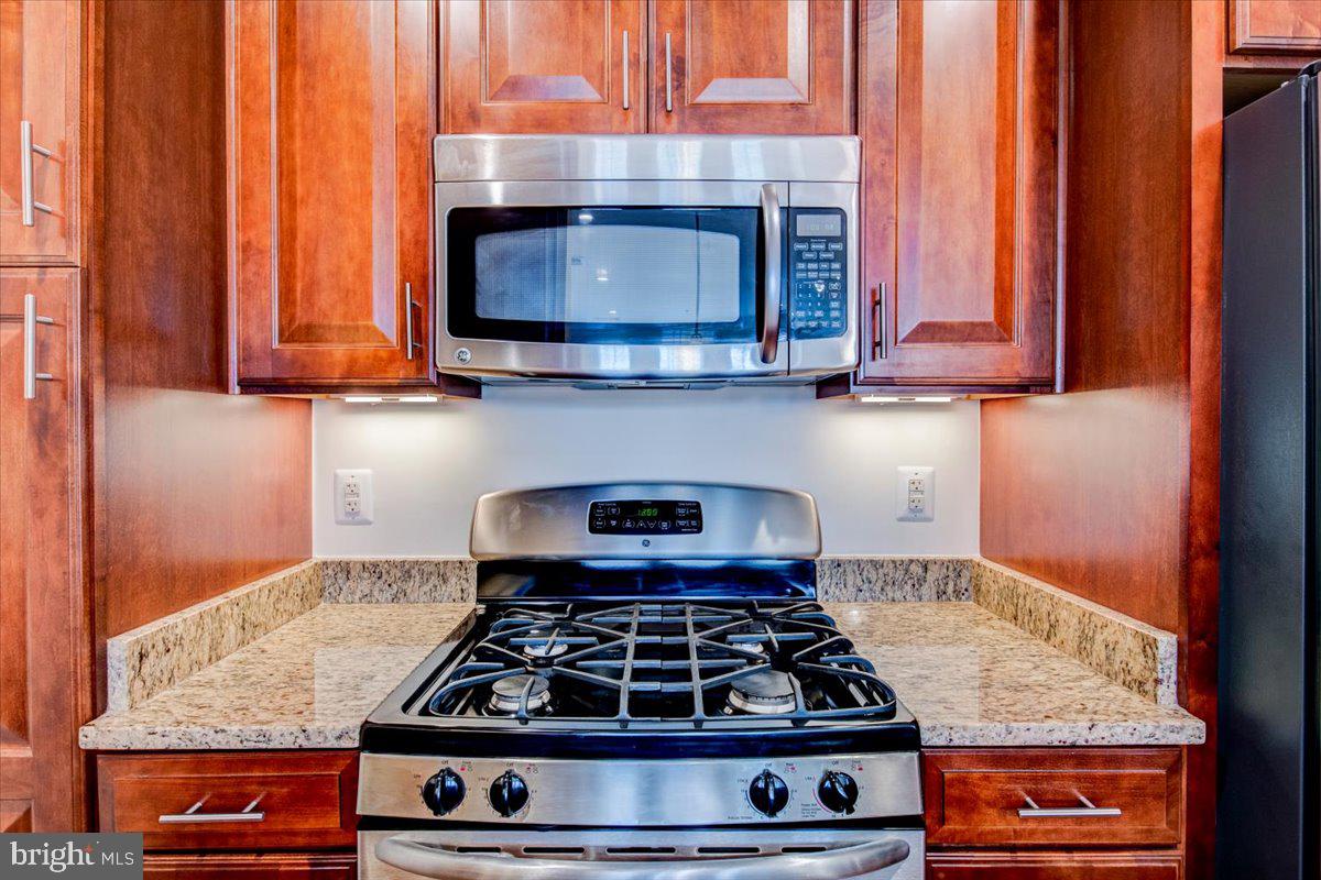 1023 North Royal Street, Unit 208 Alexandria, VA 22314 - Photo 10 of 29 a kitchen with granite countertop a stove and a microwave