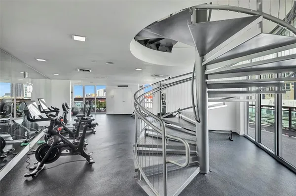a view of a room with gym equipment