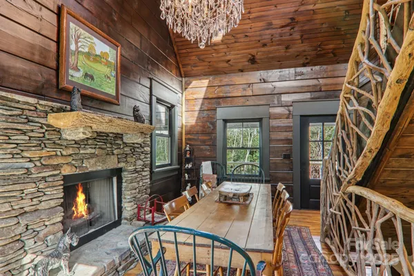 an outdoor living with seating space