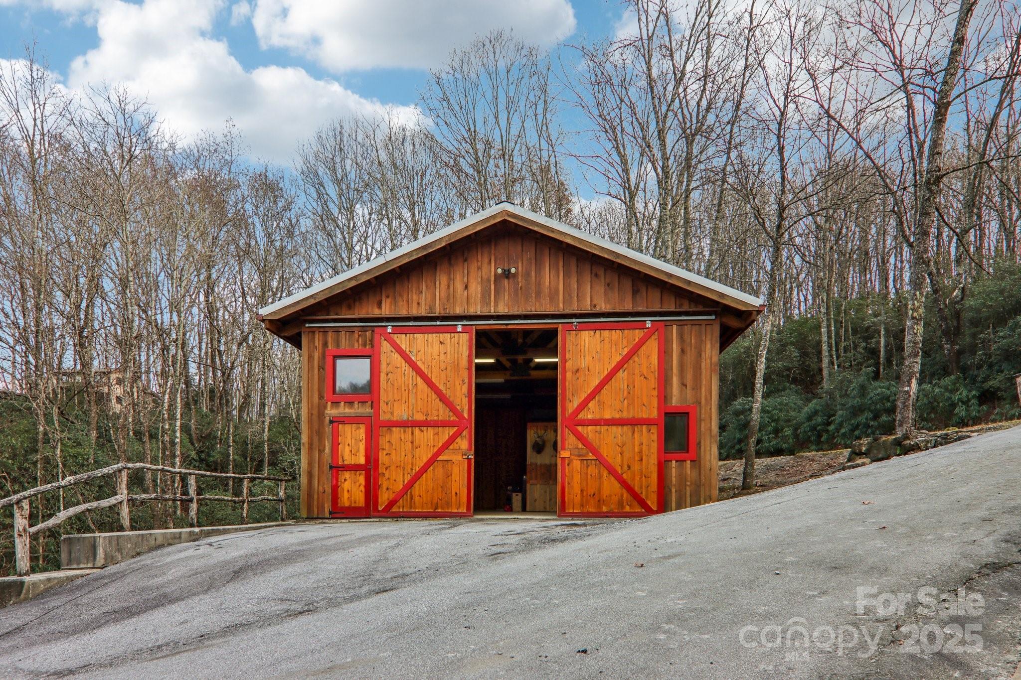 408 Little Elbow Mountain Road Lake Toxaway, NC 28747 - Photo 5 of 48 a view of a wooden house with large trees