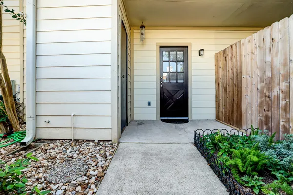 a view of wooden door