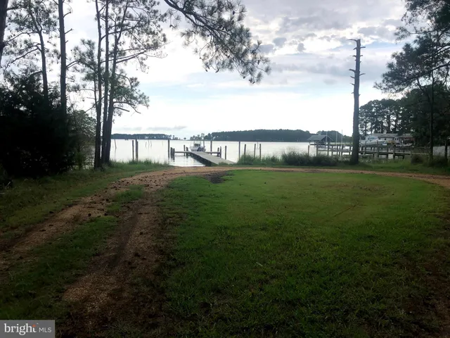 a backyard of a house with lots of green space and lake view