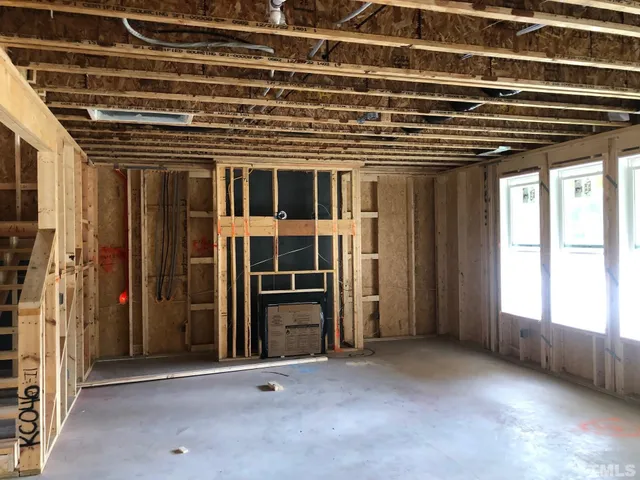 a view of a porch with a door