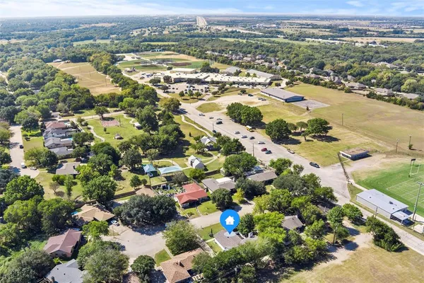an aerial view of a house