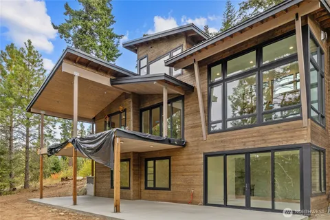 a view of a lake with a mountain in the background
