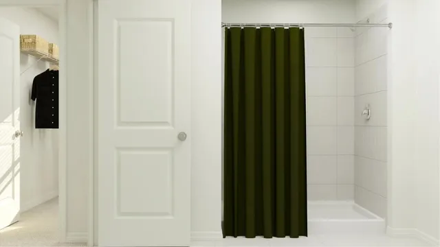 a bathroom with a shower and a mirror