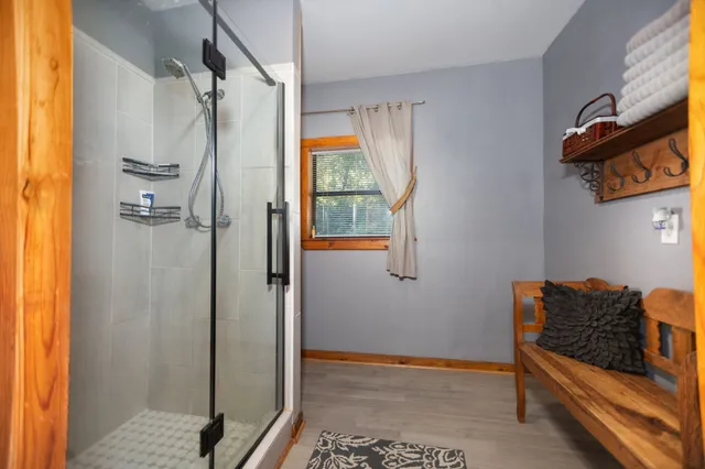 a view of entryway with a wooden floor