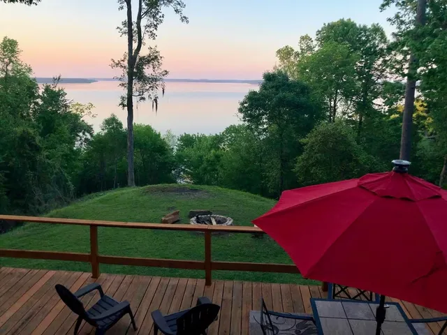 a view of an outdoor space and a lake view