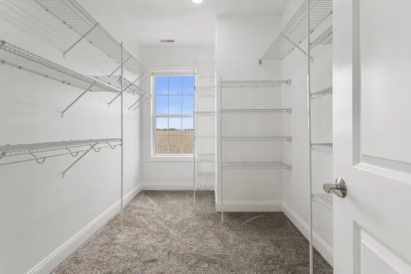 a view of an empty walk in closet