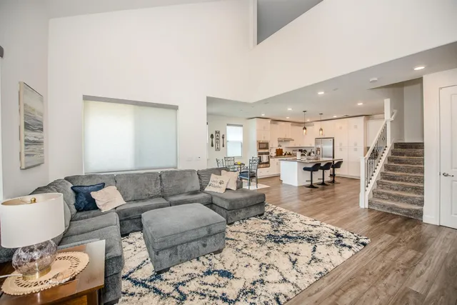 a view of a bedroom with bed and closet