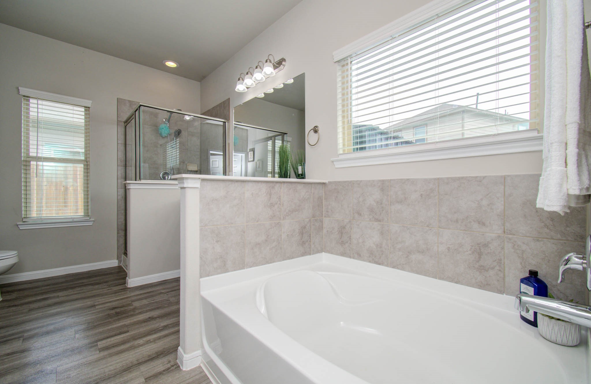 13309 Myrtle Meadows Lane Houston, TX 77048 - Photo 19 of 32 a bathroom with a bathtub and window